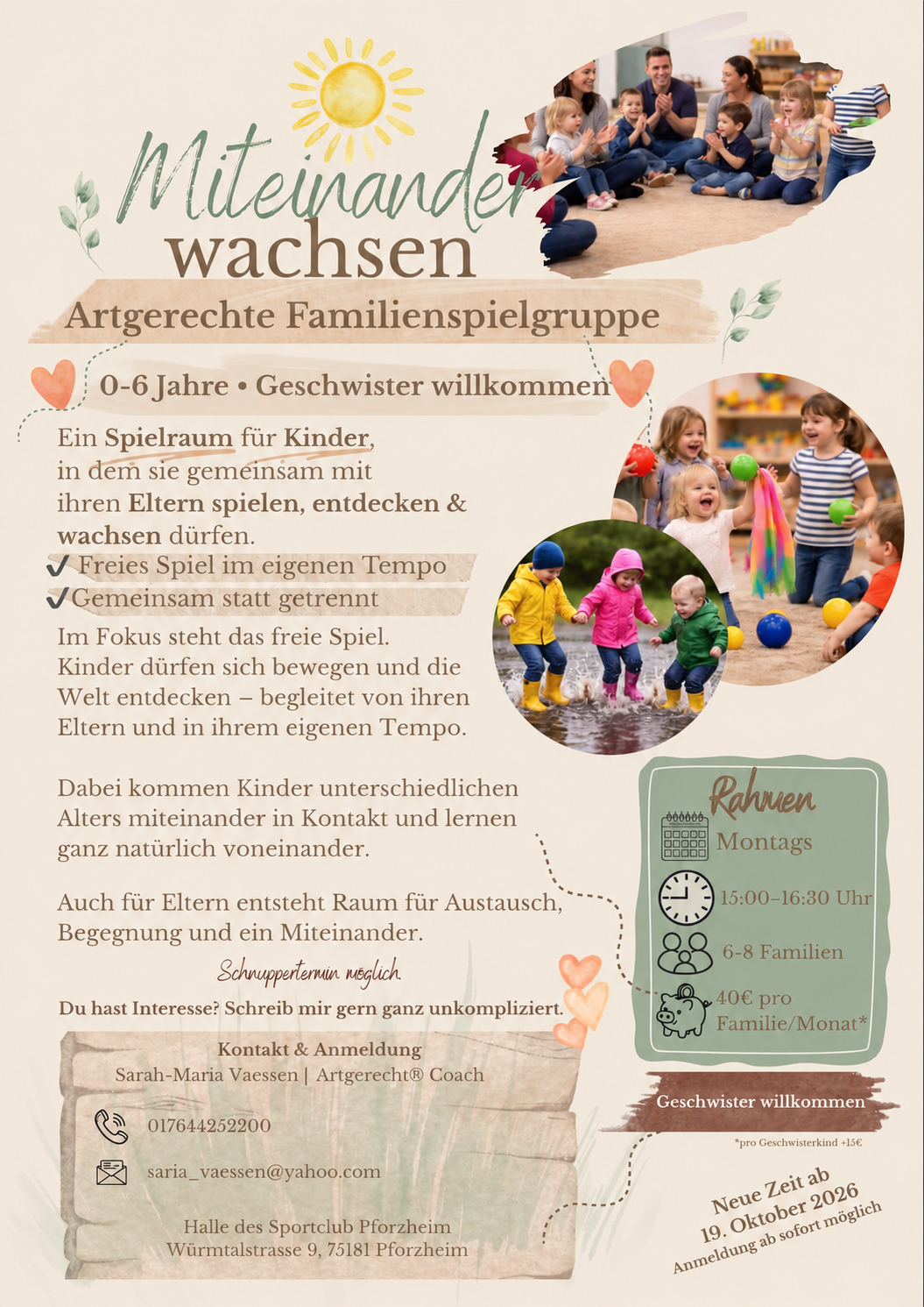 Flyer der Familienspielgruppe Miteinander wachsen