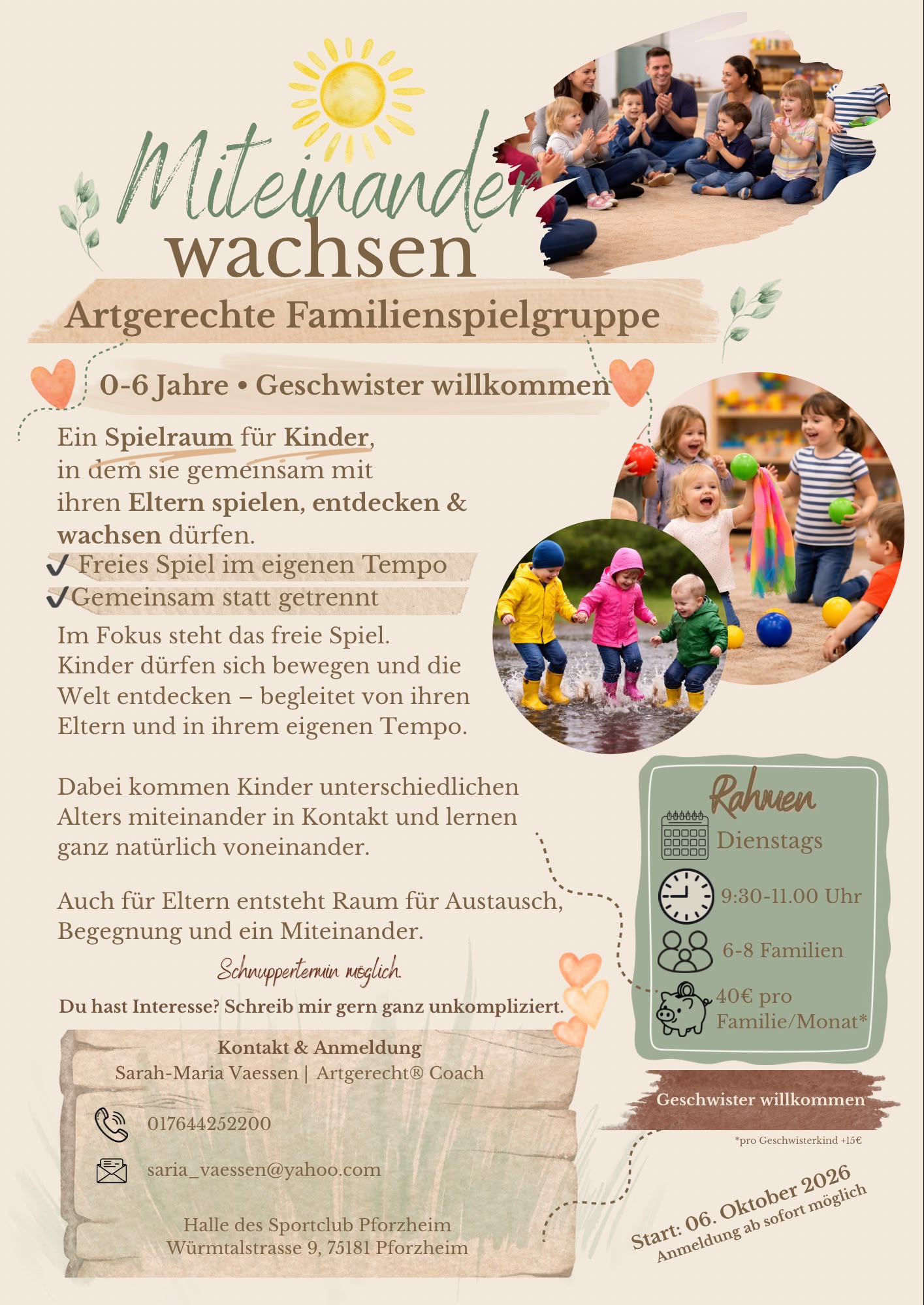 Flyer der Familienspielgruppe Miteinander wachsen